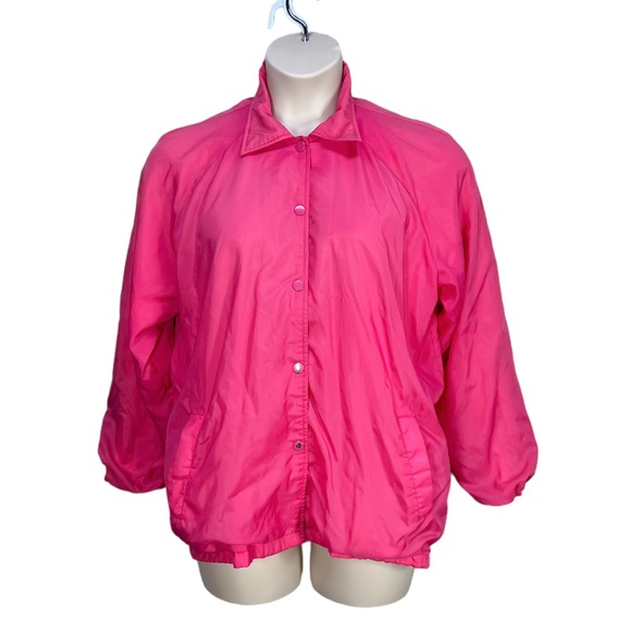 Vintage 70's/80's Pink SEARS Nylon Snap Button Windbreaker Size XL - Picture 2 of 15